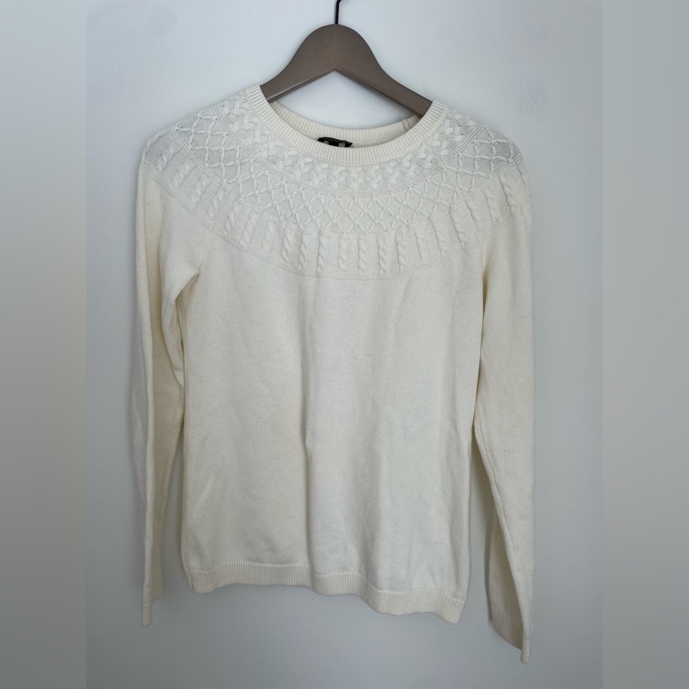 Talbots cream crew neck knit sweater size S